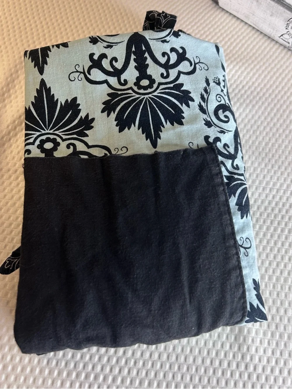 Flirty Aprons Original Aqua Damask 100% Cotton Ruffle Apron